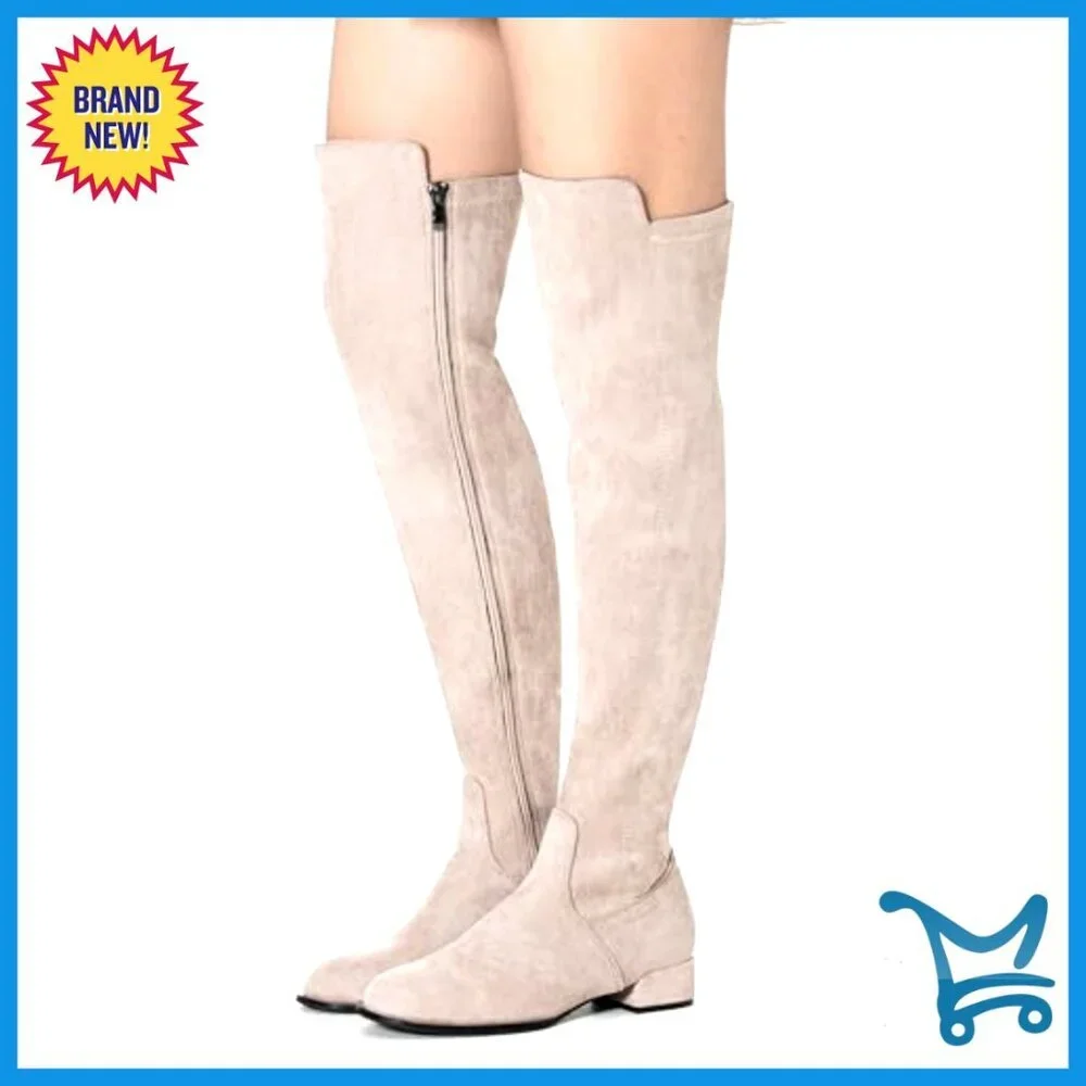 Women's Over Knee Boots Suede Thigh High Block Heel Winter